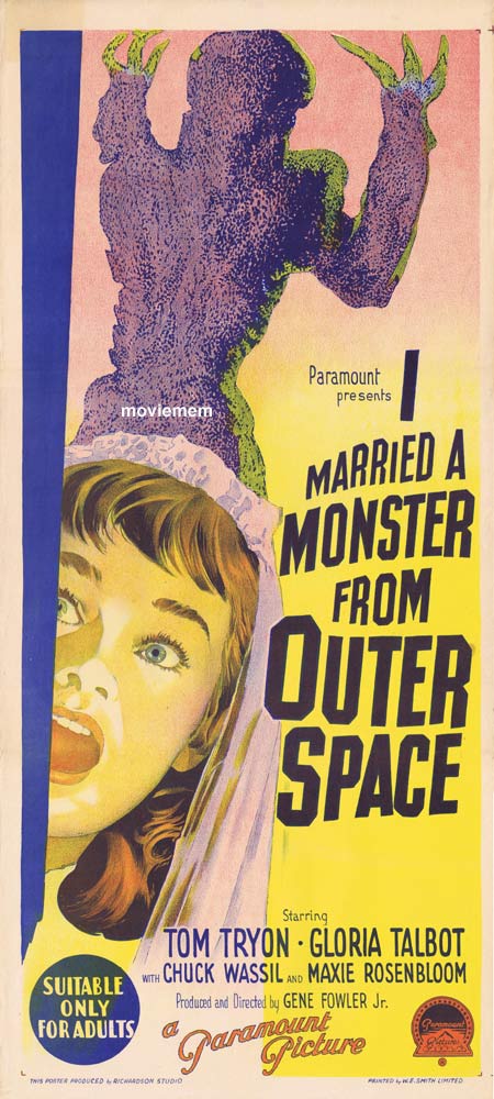 I MARRIED A MONSTER FROM OUTER SPACE daybill Movie poster 1958 Richardson Studio SCI FI