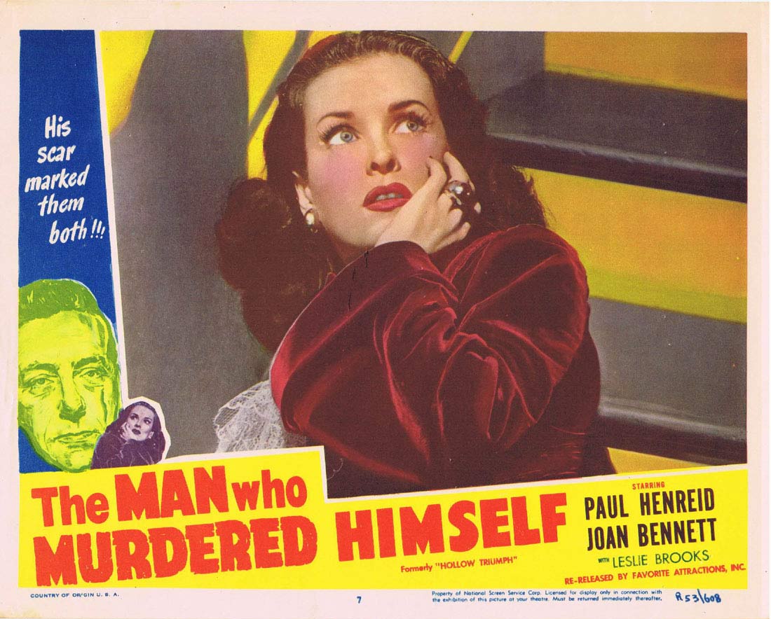 THE MAN WHO MURDERED HIMSELF Original 1953 Lobby card 7 Hollow Triumph