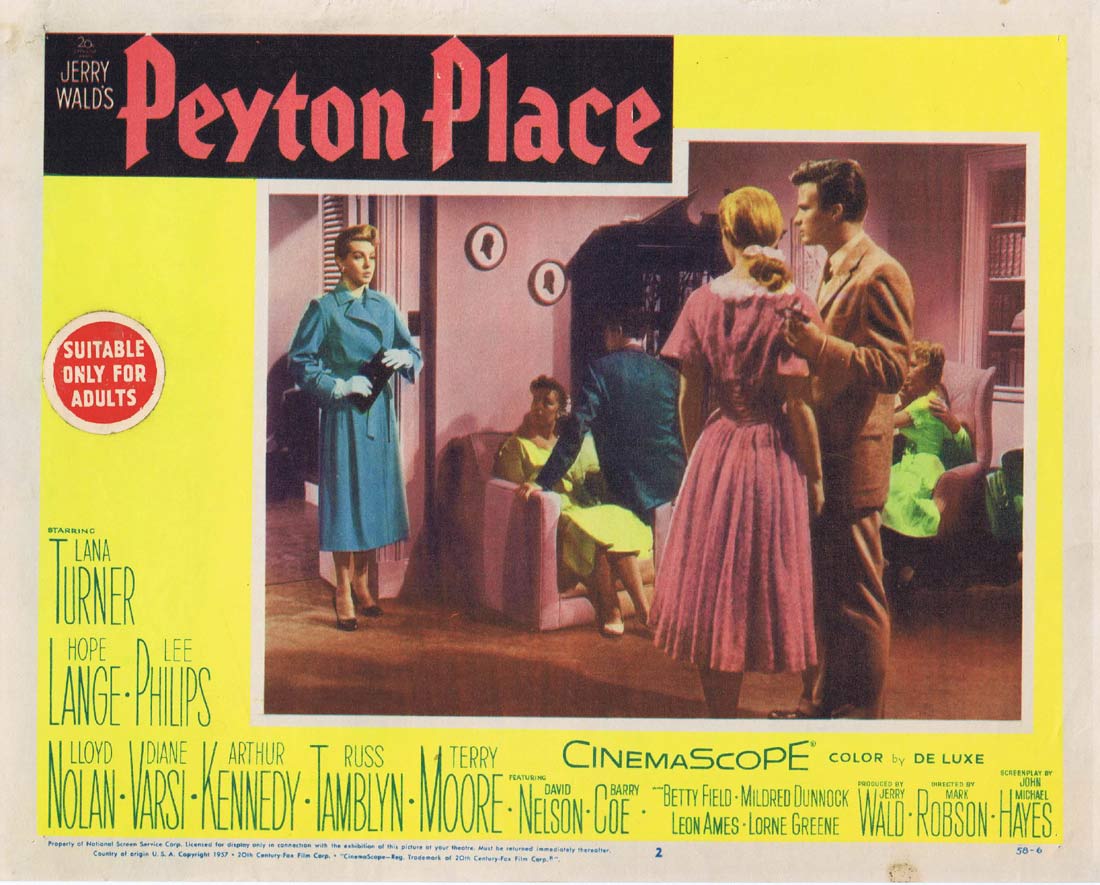 PEYTON PLACE Original Lobby Card 2 Lana Turner Hope Lange