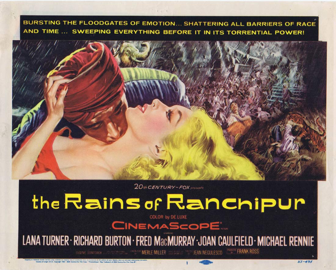 THE RAINS OF RANCHIPUR Original Title Lobby Card Lana Turner Richard Burton