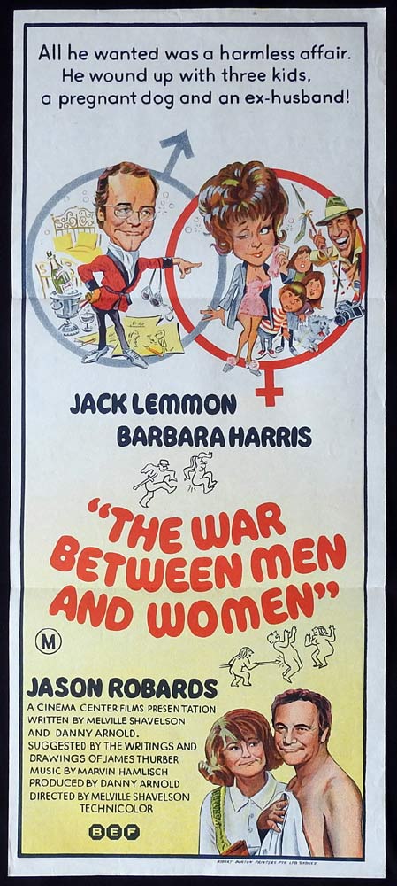 THE WAR BETWEEN MEN AND WOMEN Original Daybill Movie poster Jack Lemmon Barbara Harris