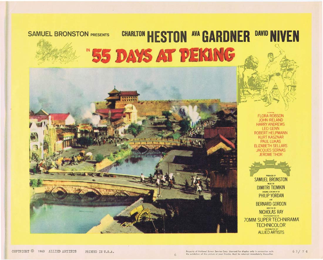 55 DAYS AT PEKING Original Lobby card 6 Charlton Heston Ava Gardner