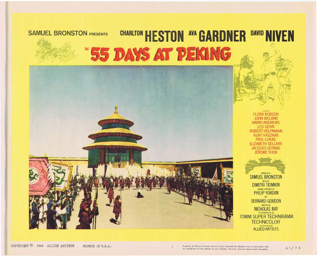 55 DAYS AT PEKING Original Lobby card 7 Charlton Heston Ava Gardner
