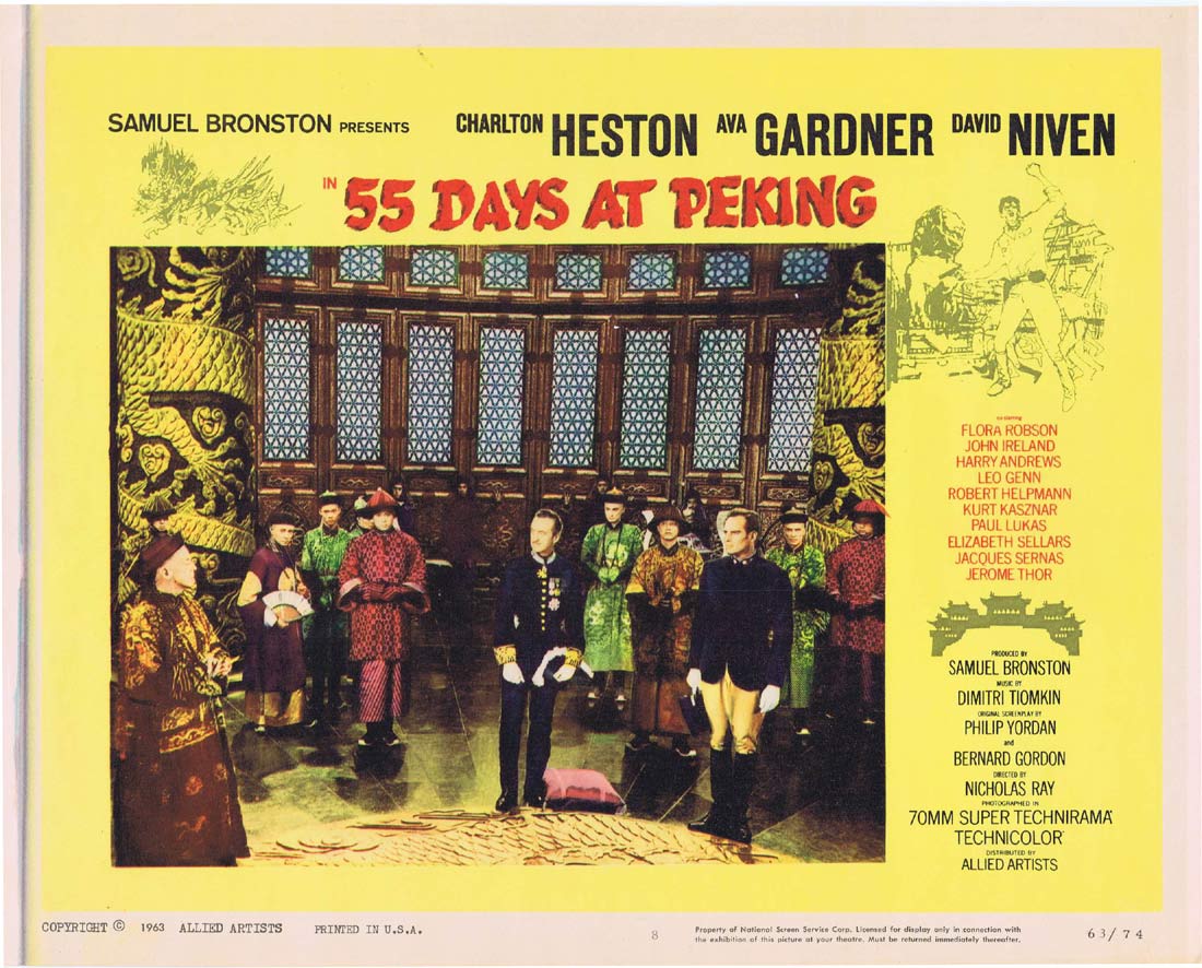 55 DAYS AT PEKING Original Lobby card 8 Charlton Heston Ava Gardner