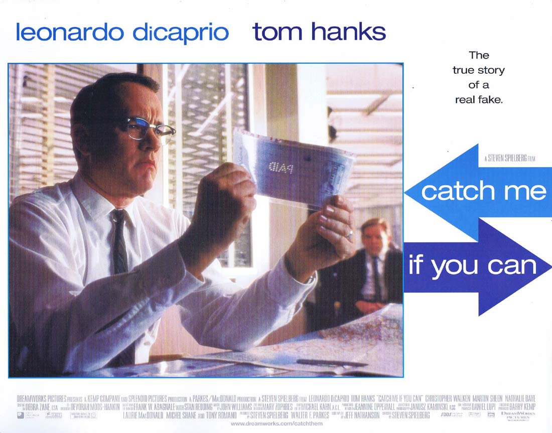 CATCH ME IF YOU CAN Original Lobby card 2 Leonardo DiCaprio Tom Hanks Christopher Walken