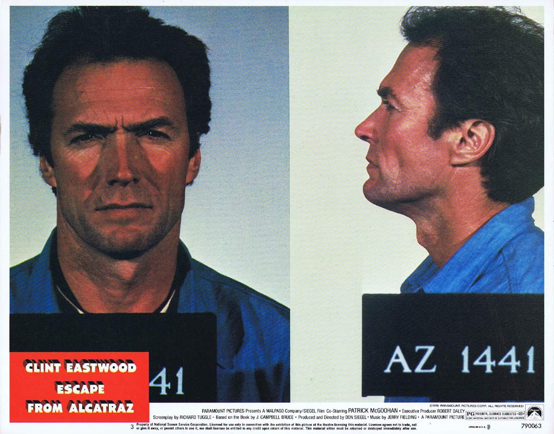 ESCAPE FROM ALCATRAZ Lobby Card 3 Clint Eastwood Mugshot