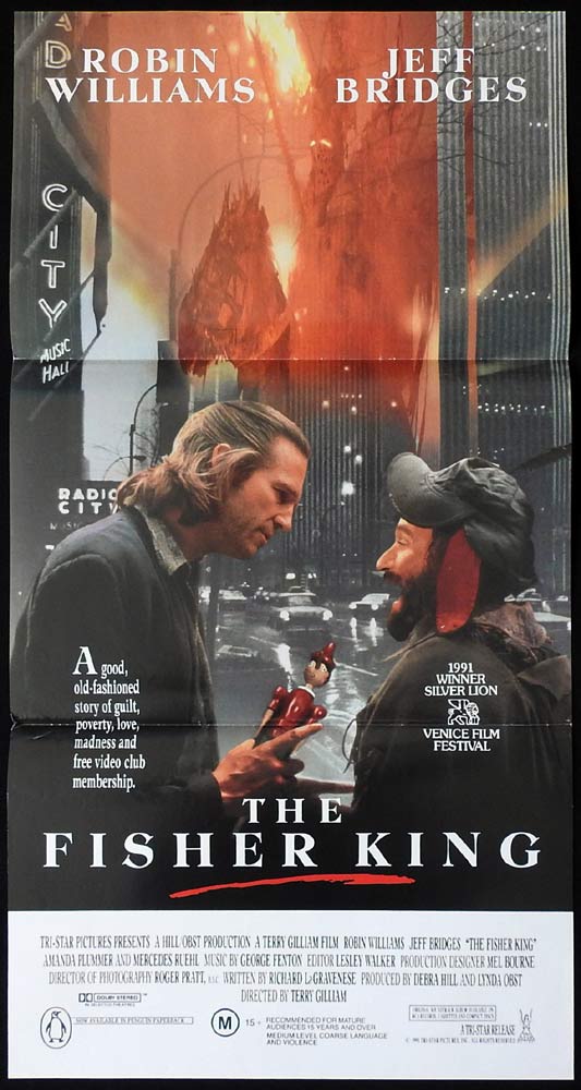 THE FISHER KING Original Daybill Movie Poster Robin Williams Jeff Bridges