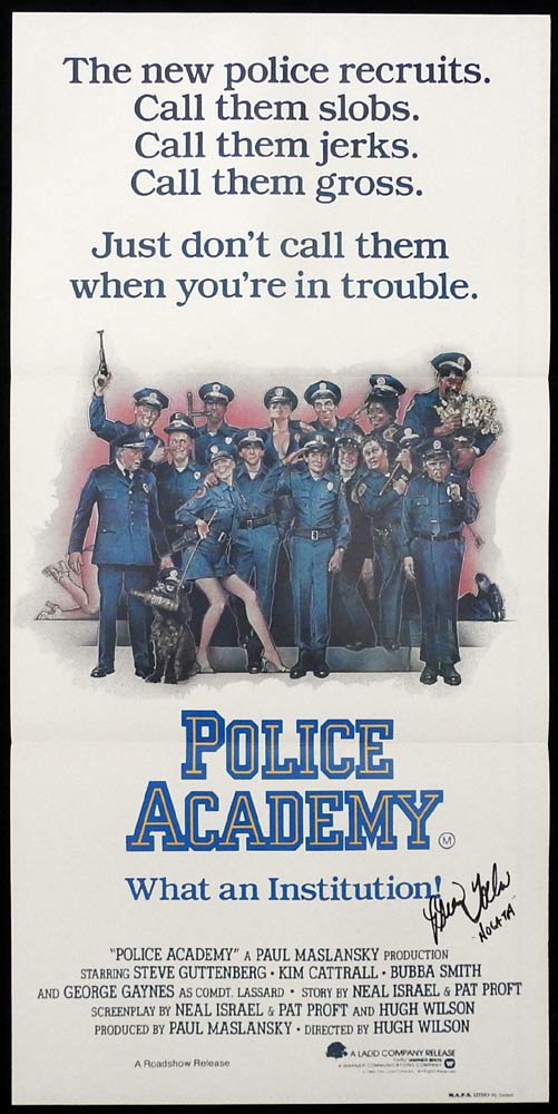 POLICE ACADEMY Original Daybill Movie poster BRIAN TOCHI autograph