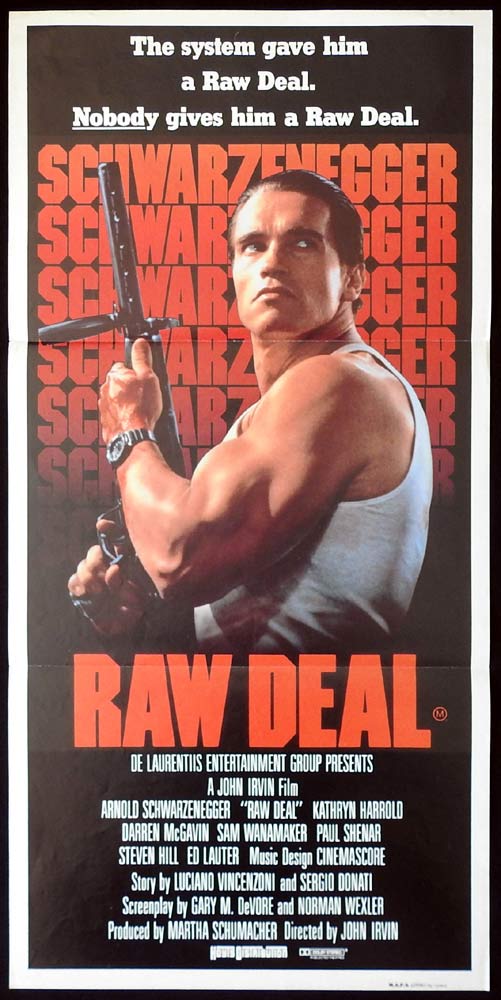 RAW DEAL Original Daybill Movie Poster Arnold Schwarzenegger