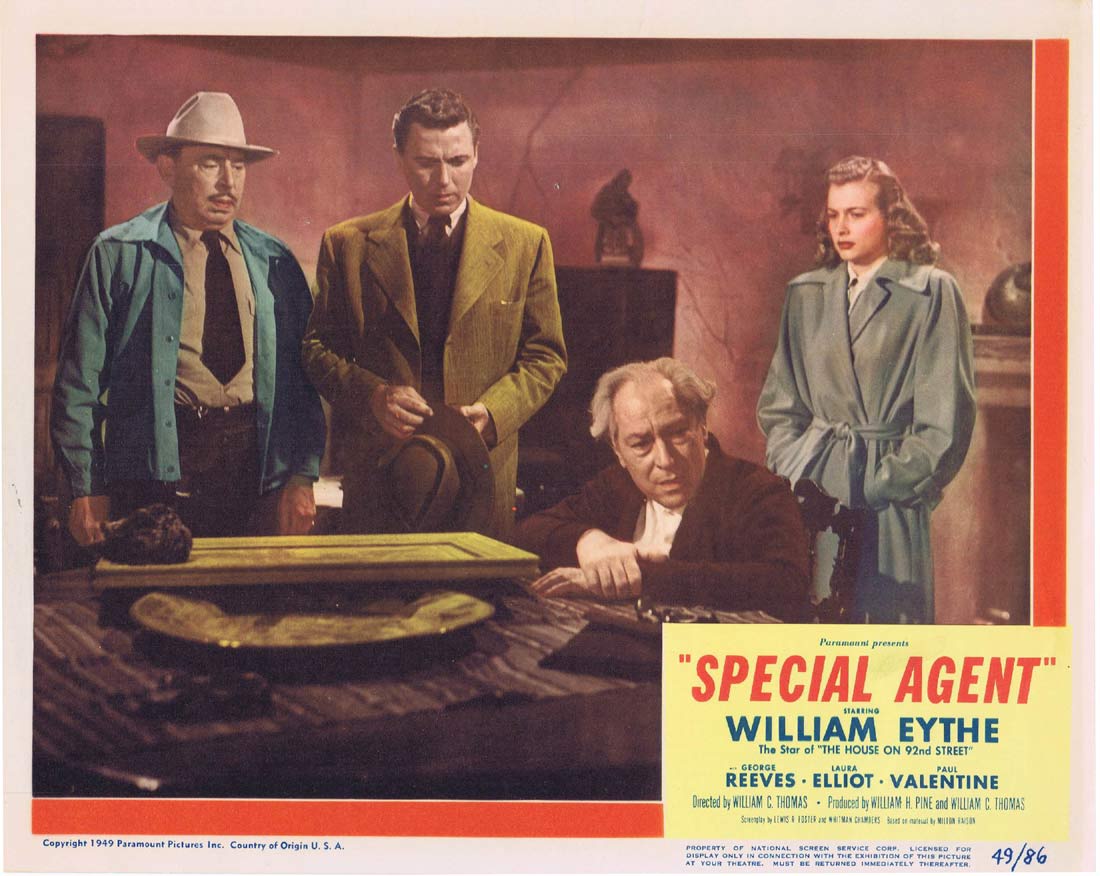 SPECIAL AGENT Original Lobby Card 3 William Eythe George Reeves Film Noir