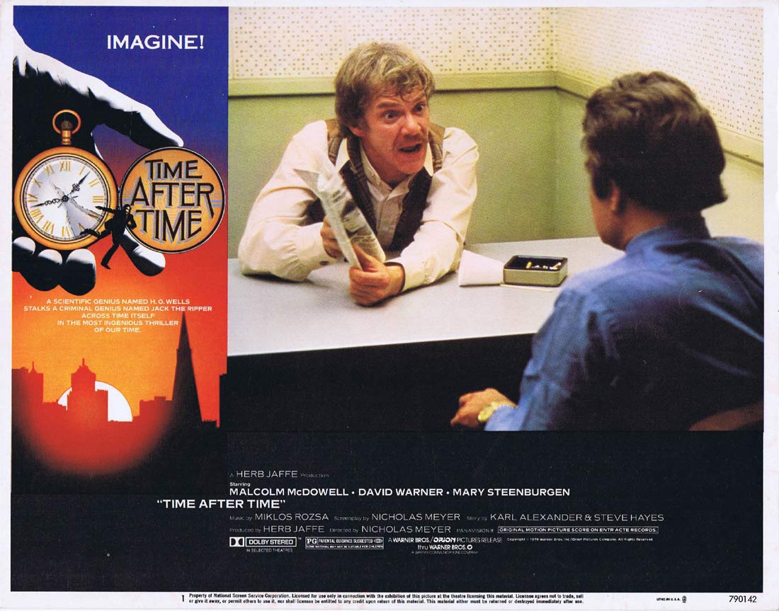 TIME AFTER TIME Original Lobby Card 1 Malcolm McDowell Time Machine