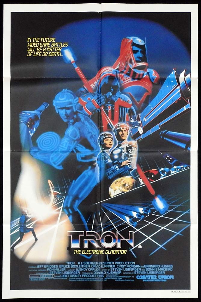 TRON Original Australian One Sheet Movie poster Jeff Bridges Bruce Boxleitner