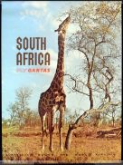 QANTAS Vintage Travel Poster SOUTH AFRICA 1960s Giraffe