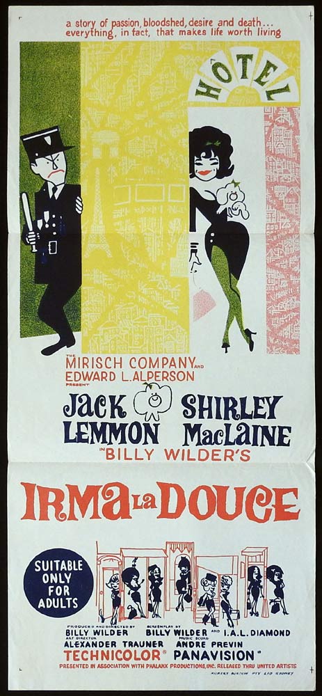 IRMA LA DOUCE Original Daybill Movie Poster Jack Lemmon Shirley MacLaine
