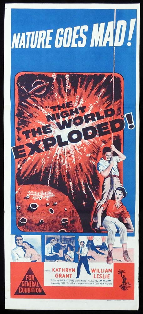 THE NIGHT THE WORLD EXPLODED Original Daybill Movie Poster Kathryn Grant 1957 Sci Fi