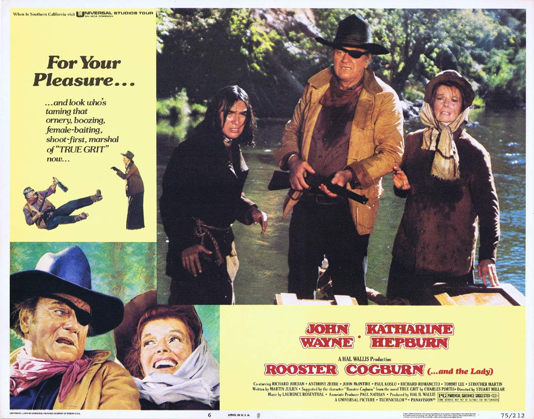 ROOSTER COGBURN Original Lobby Card 6 John Wayne Katharine Hepburn