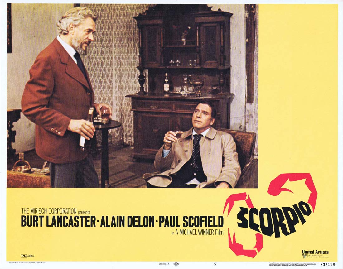 SCORPIO Original Lobby Card 5 Burt Lancaster Alain Delon Paul Scofield