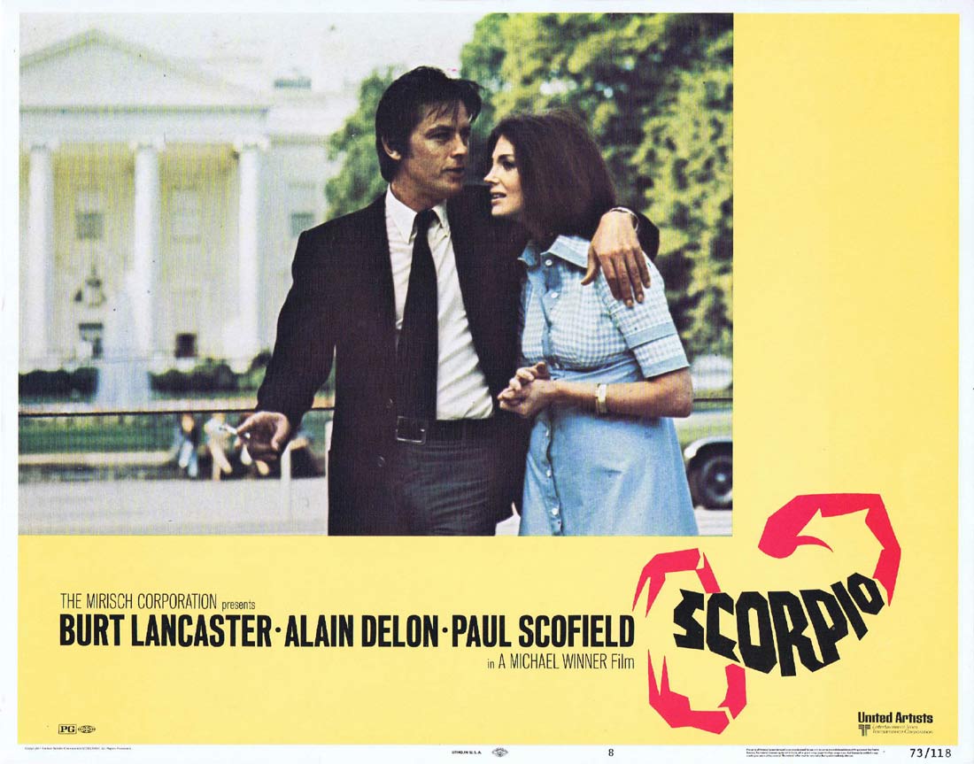 SCORPIO Original Lobby Card 8 Burt Lancaster Alain Delon Paul Scofield