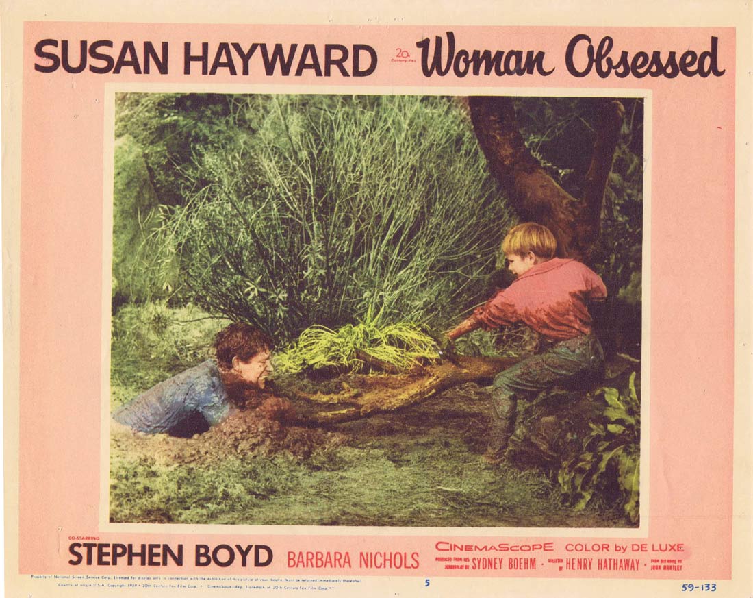 WOMAN OBSESSED Original Lobby Card 5 Susan Hayward Stephen Boyd