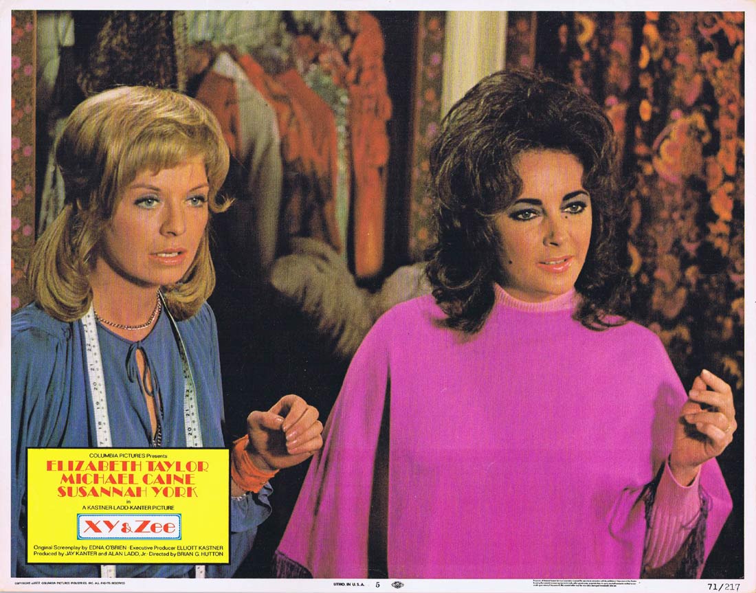 X Y AND ZEE Lobby Card 5 Elizabeth Taylor Michael Caine Zee and Co