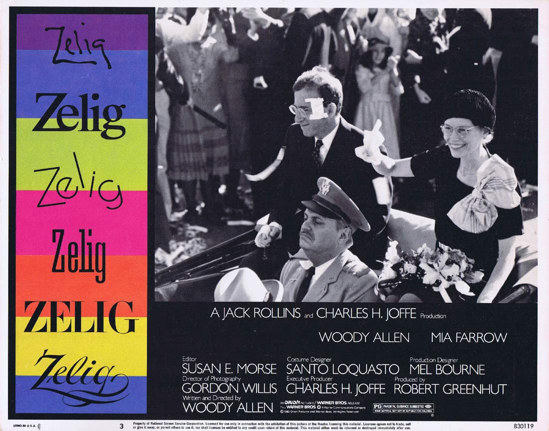ZELIG Original Lobby Card 3 Woody Allen Mia Farrow