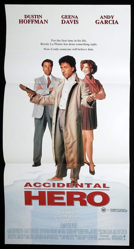 ACCIDENTAL HERO Original Daybill Movie Poster Dustin Hoffman Geena Davis Andy García