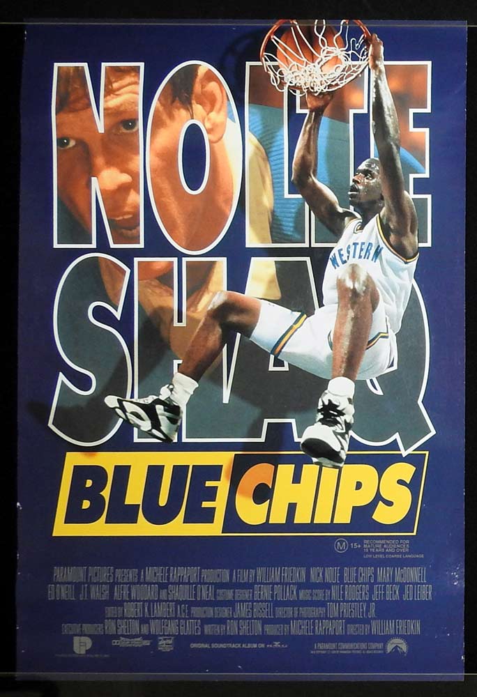 BLUE CHIPS Original Daybill Movie Poster Nick Nolte Shaquille O’Neal Basketball