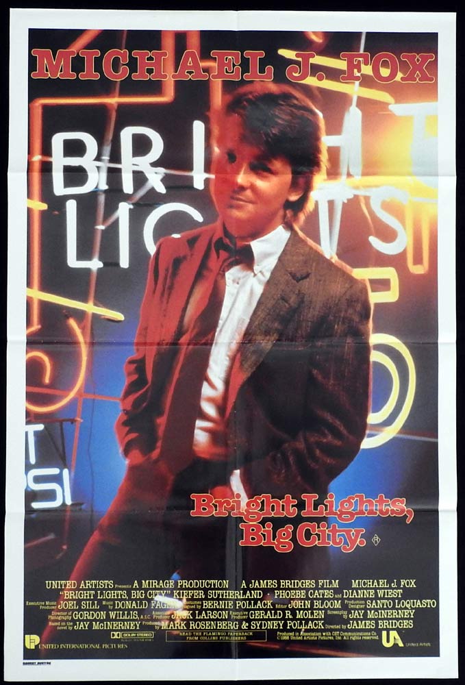 BRIGHT LIGHTS BIG CITY Original One Sheet Movie Poster Michael J. Fox Kiefer Sutherland