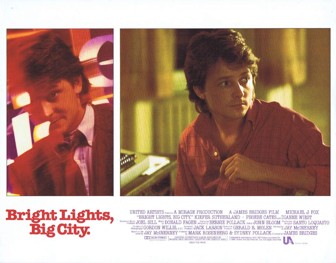BRIGHT LIGHTS BIG CITY Original Lobby card 5 Michael J.Fox Kiefer Sutherland