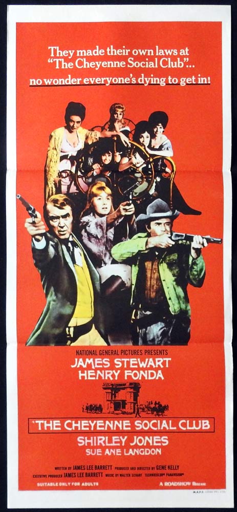 THE CHEYENNE SOCIAL CLUB Original Daybill Movie poster James Stewart Henry Fonda