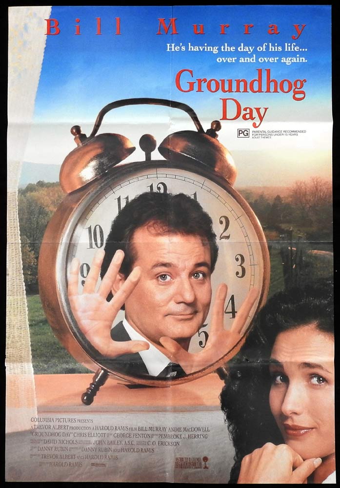 GROUNDHOG DAY Original One Sheet Movie Poster Bill Murray Andie MacDowell