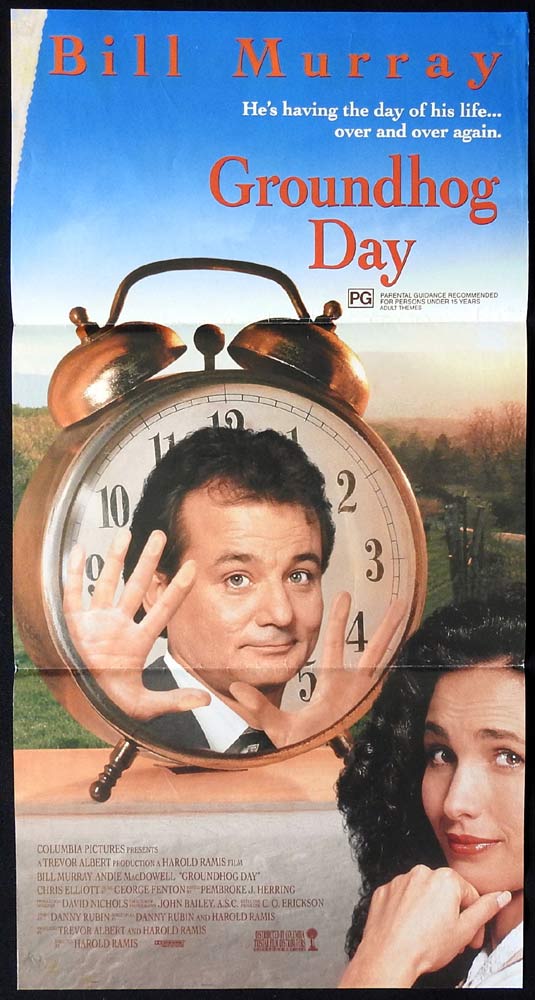 GROUNDHOG DAY Daybill Movie Poster Bill Murray Stephen Tobolowsky