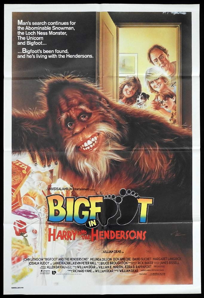 HARRY AND THE HENDERSONS Original One Sheet Movie Poster John Lithgow Melinda Dillon