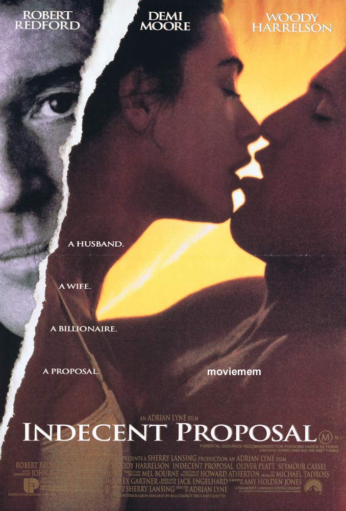 INDECENT PROPOSAL Original Daybill Movie Poster Robert Redford Demi Moore