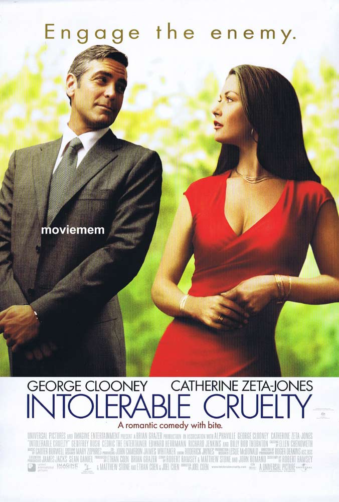 INTOLERABLE CRUELTY Original Daybill Movie Poster George Clooney Catherine Zeta-Jones
