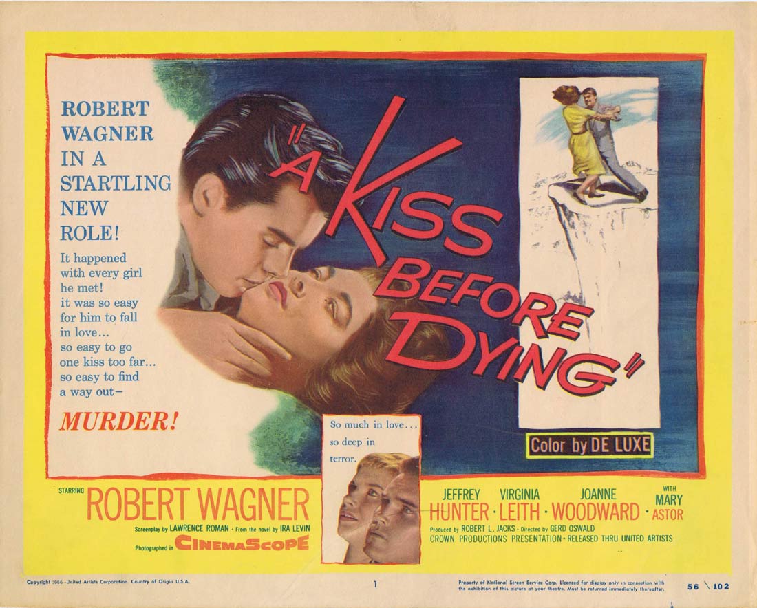 A KISS BEFORE DYING Original Title Lobby Card Robert Wagner Film Noir