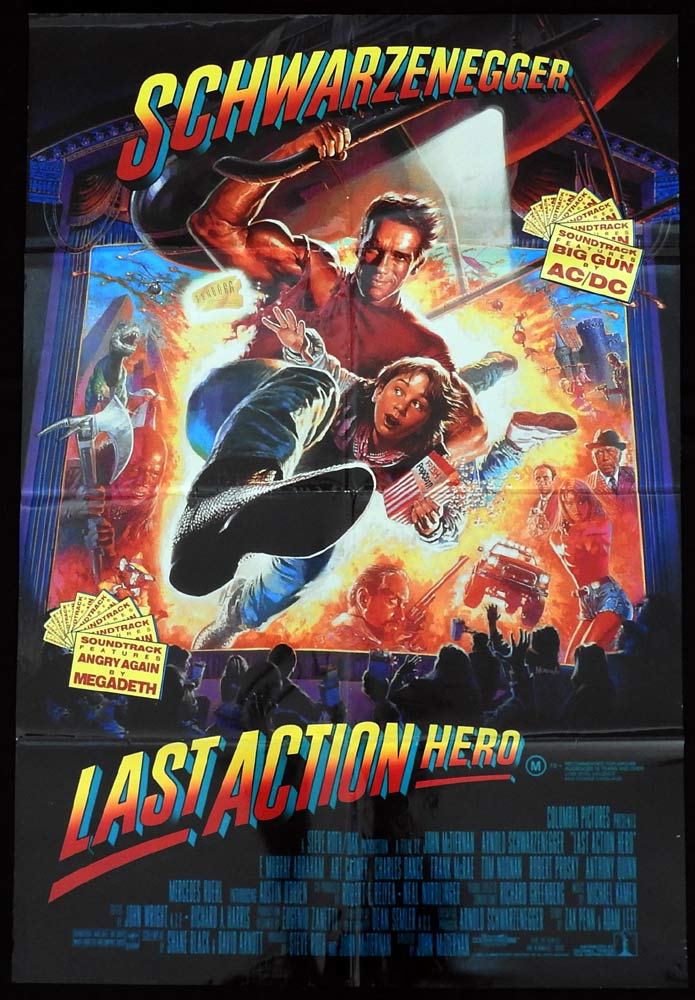 LAST ACTION HERO Original One Sheet Movie Poster Arnold Schwarzenegger