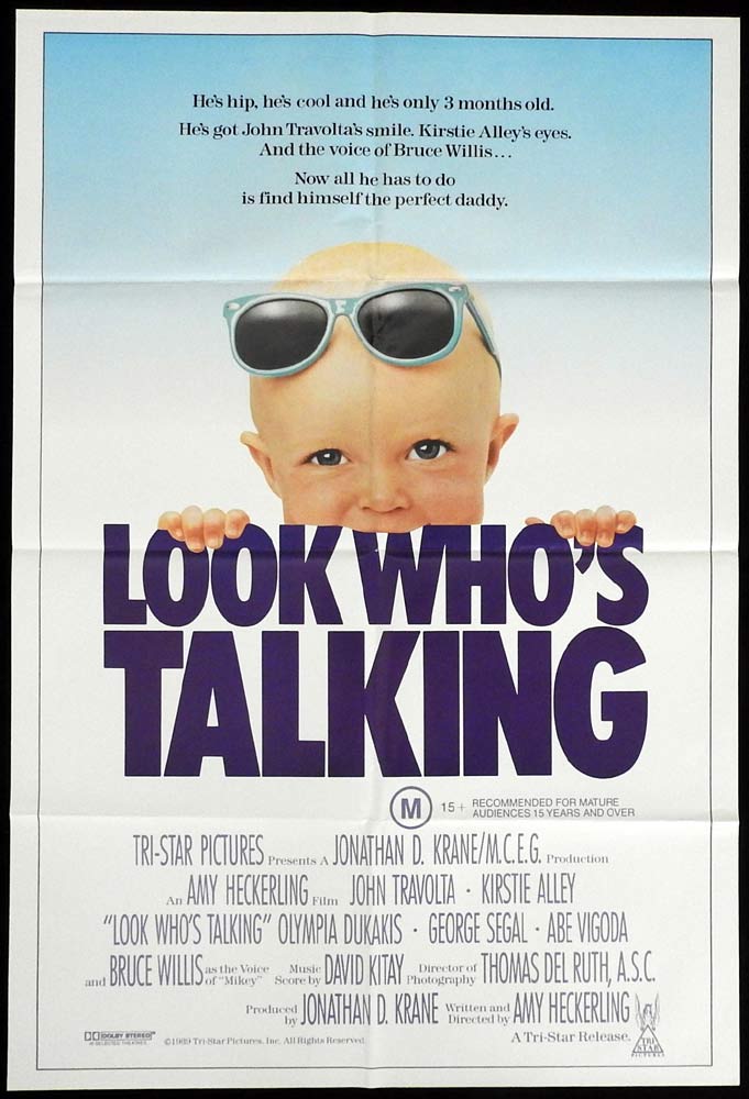 LOOK WHOS TALKING Original One Sheet Movie Poster John Travolta Kirstie Alley