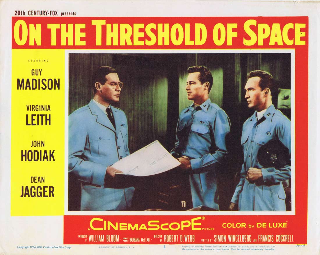ON THE THRESHOLD OF SPACE Lobby Card 3 Guy Madison 1956 Sci Fi