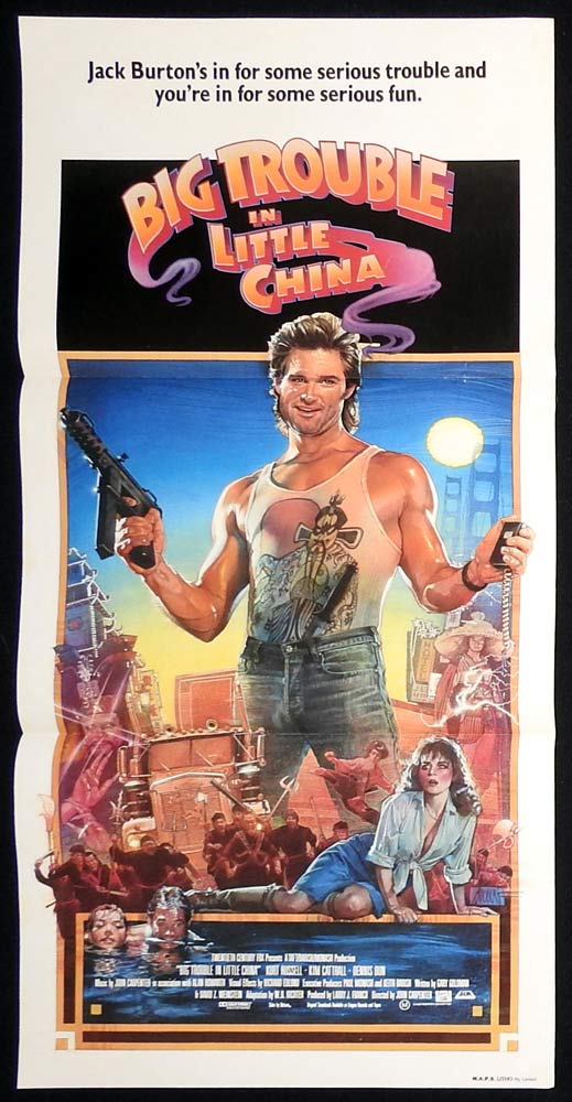 BIG TROUBLE IN LITTLE CHINA Original Daybill Movie poster Kurt Russell Kim Cattrall
