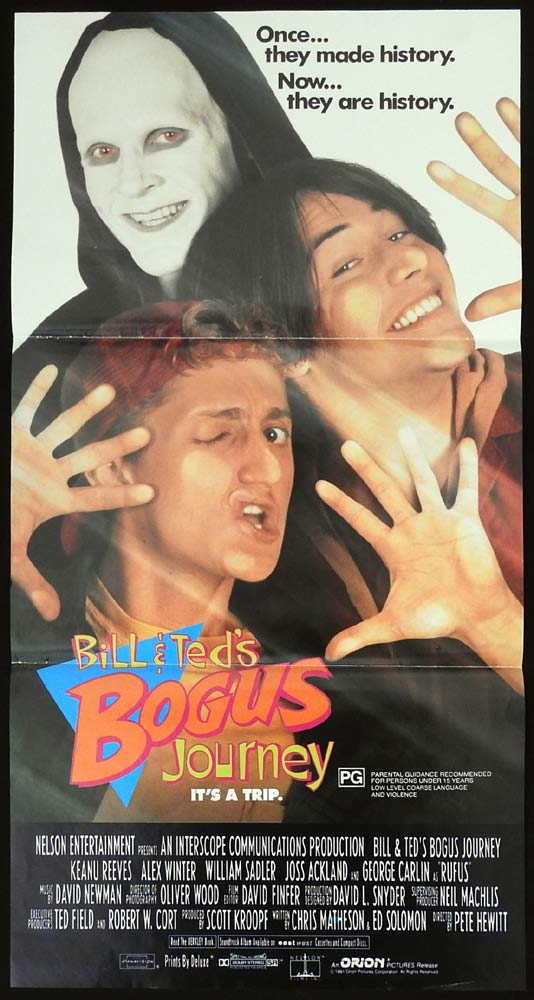 BILL AND TED’S BOGUS JOURNEY Original Daybill Movie Poster Keanu Reeves Alex Winter