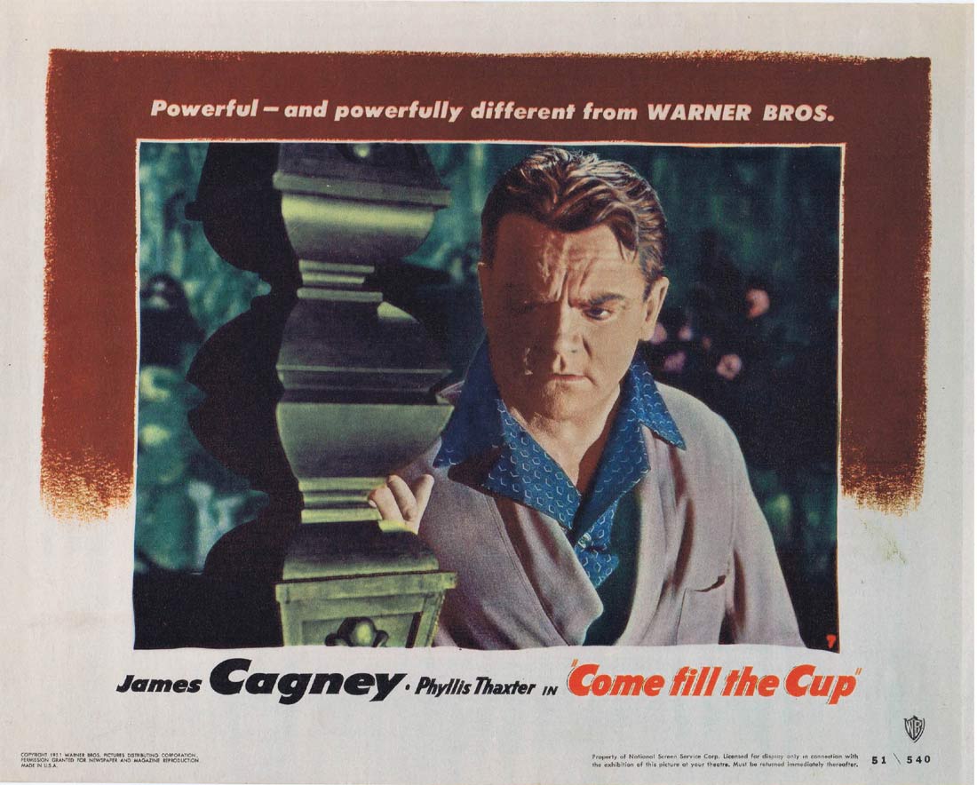 COME FILL THE CUP Original Lobby Card 7 James Cagney Phyllis Thaxter