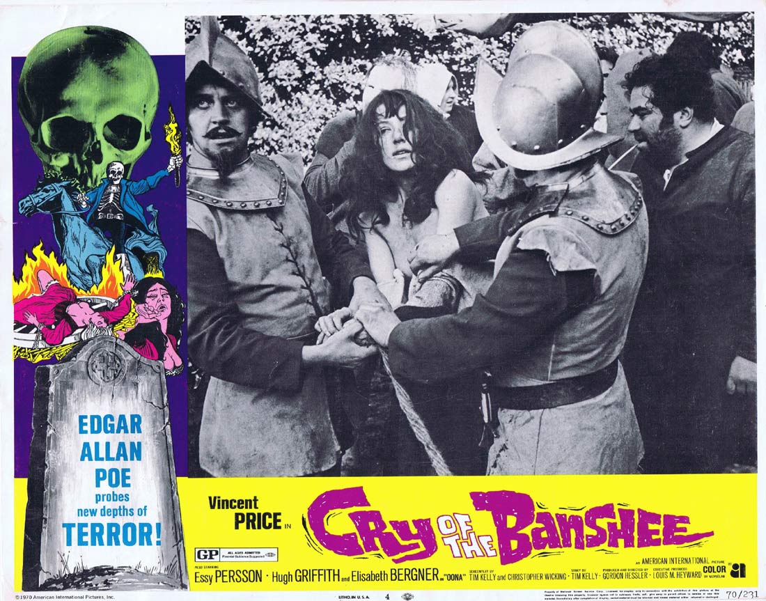 CRY OF THE BANSHEE Original US Lobby Card 4 Vincent Price Patrick Mower Horror