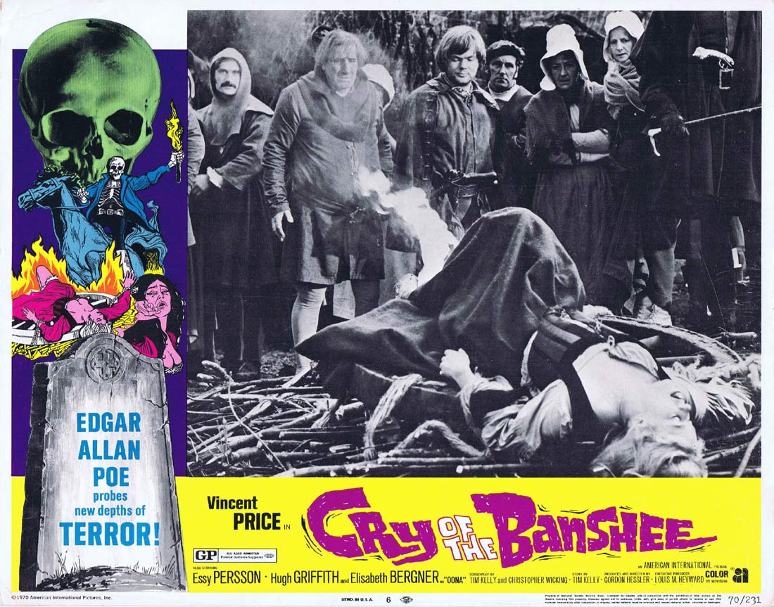 CRY OF THE BANSHEE Original US Lobby Card 6 Vincent Price Patrick Mower Horror