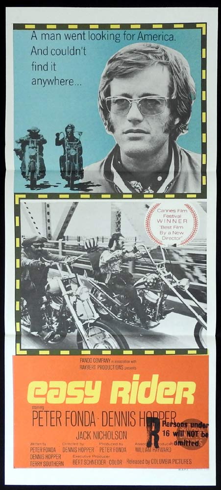 EASY RIDER Original Daybill Movie Poster Peter Fonda Dennis Hopper Jack Nicholson NZ