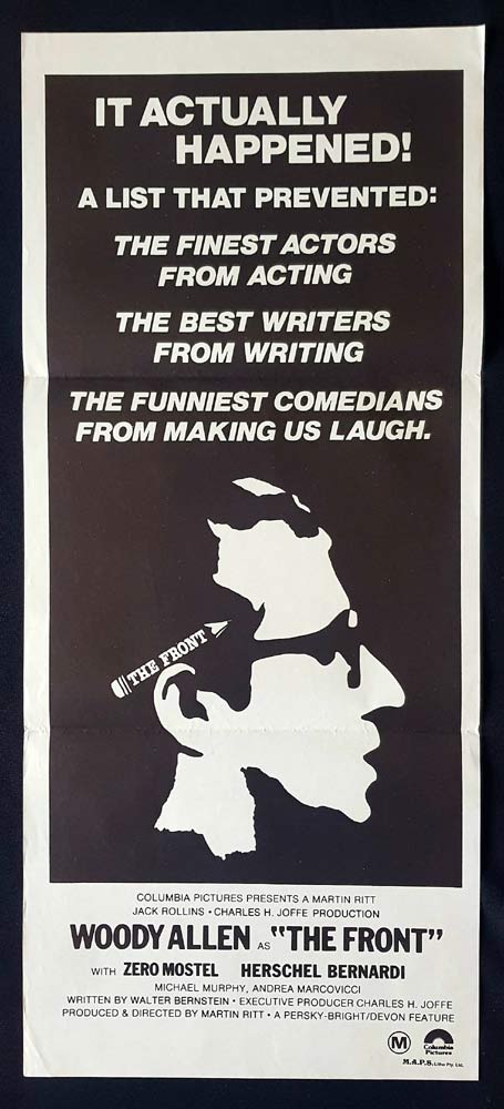 THE FRONT Original Daybill Movie Poster Woody Allen Zero Mostel