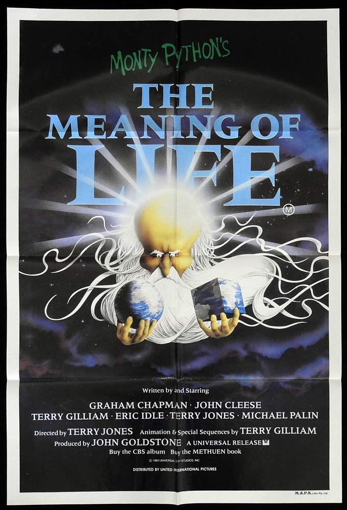 THE MEANING OF LIFE Original One sheet Movie poster Monty Python