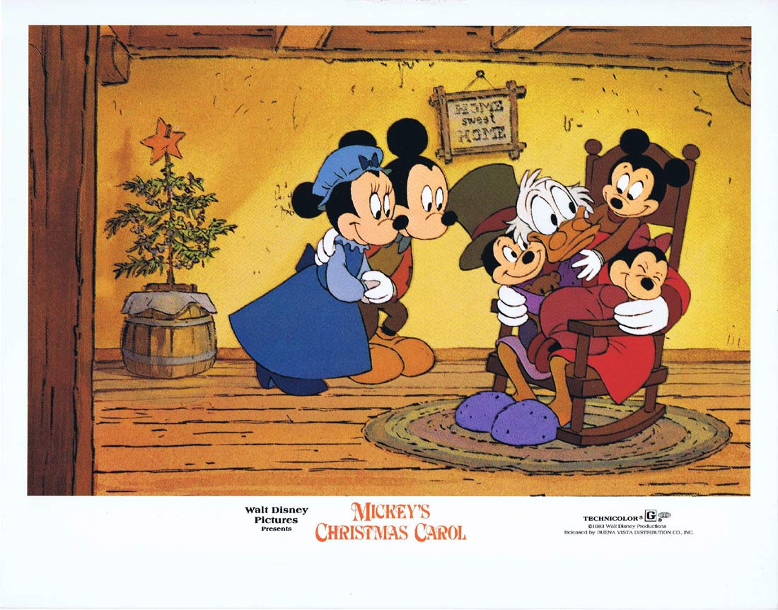 MICKEY’S CHRISTMAS CAROL Original Lobby card 3 Donald Duck Disney Mickey Mouse