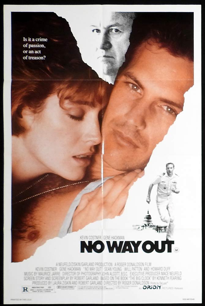 NO WAY OUT Original One Sheet Movie Poster Kevin Costner Gene Hackman