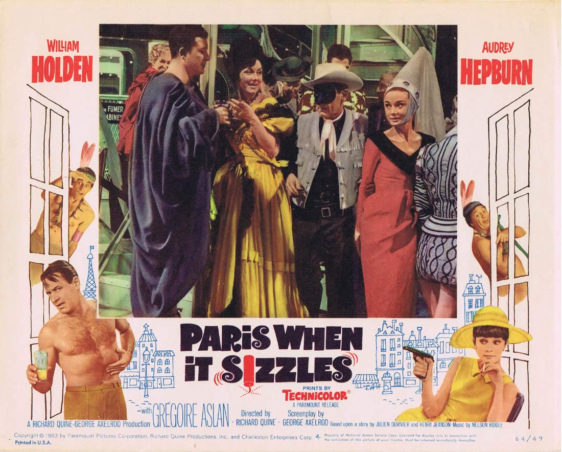 PARIS WHEN IT SIZZLES Original Lobby Card 4 William Holden Audrey Hepburn